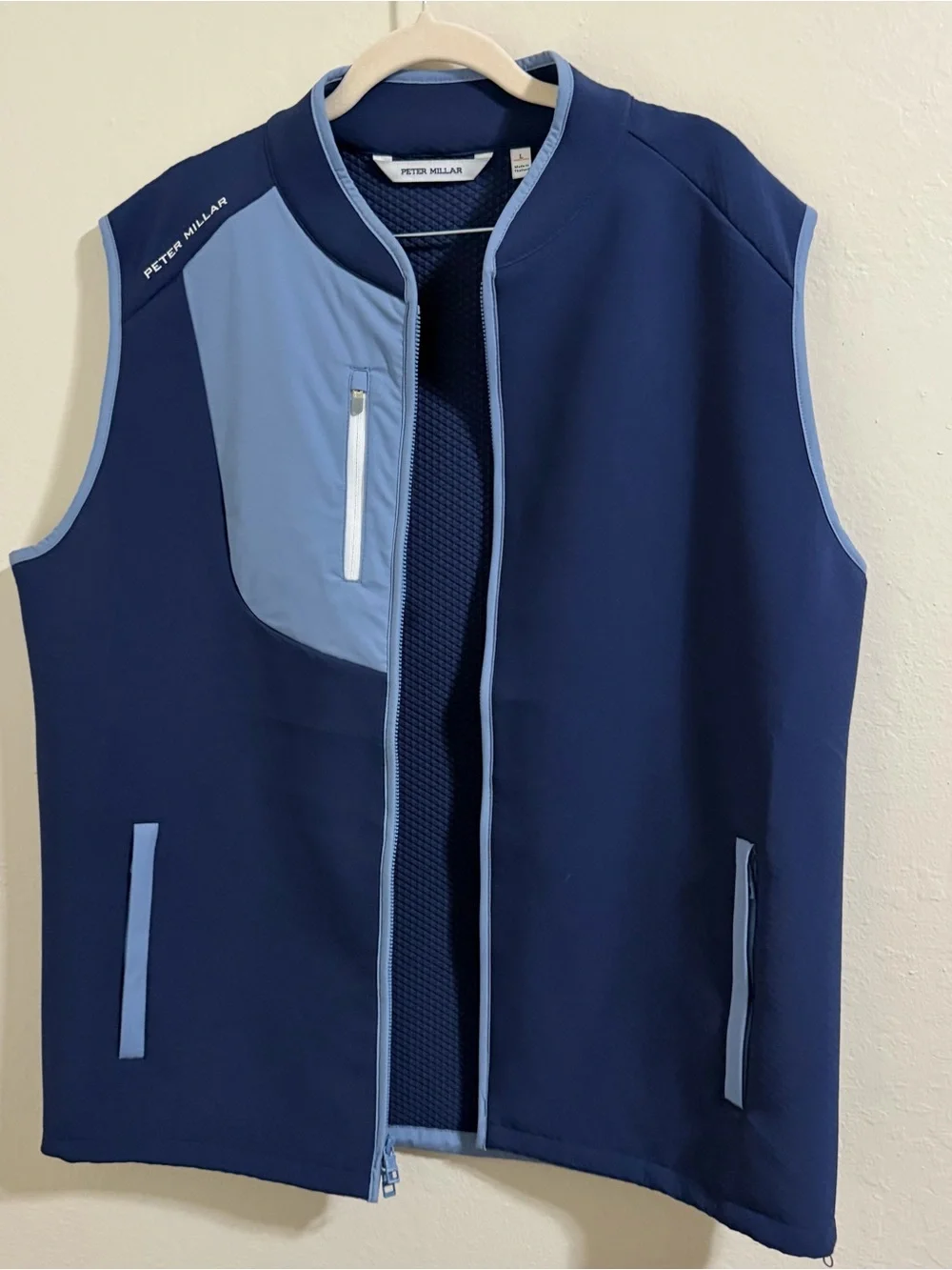 Peter Millar Crown Sport Squallblock Vest Navy Blue Golf Full Zip Men's Large